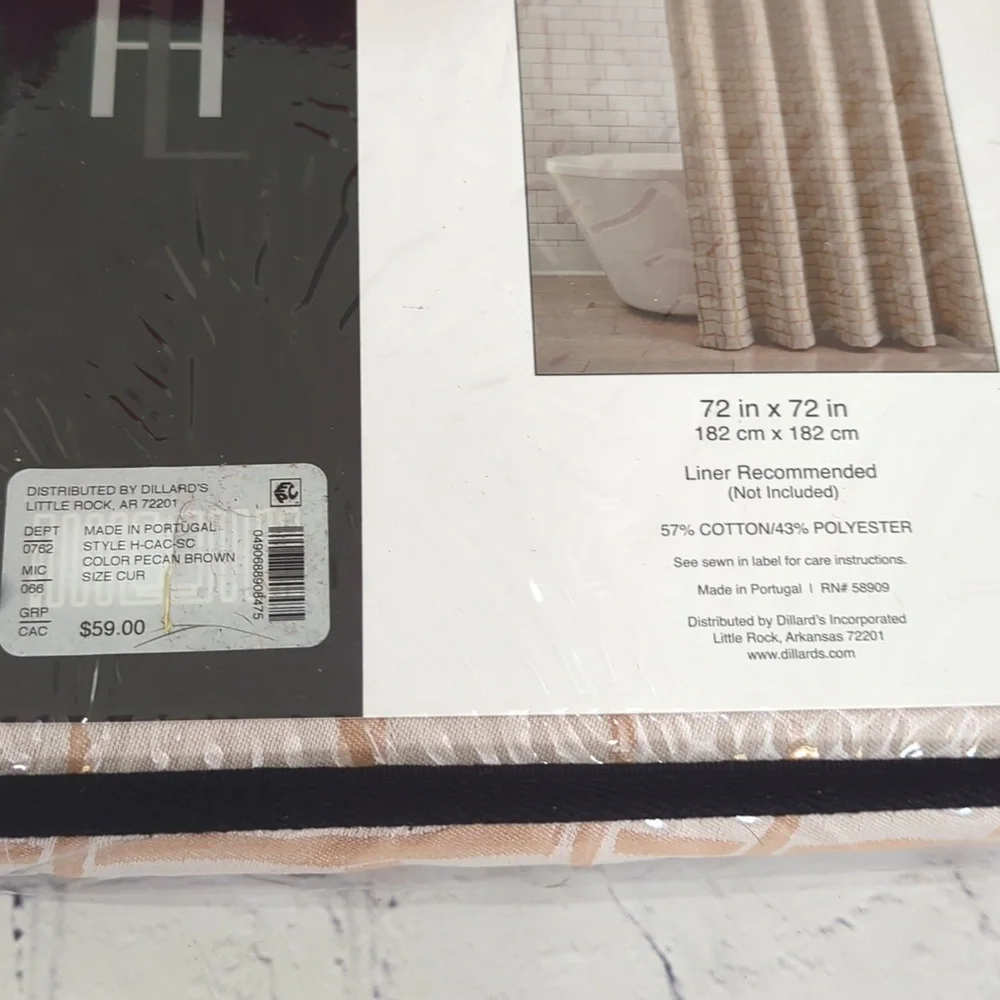 NWT Shower Curtain with Beige and Tan Geometric Design (72x72)
